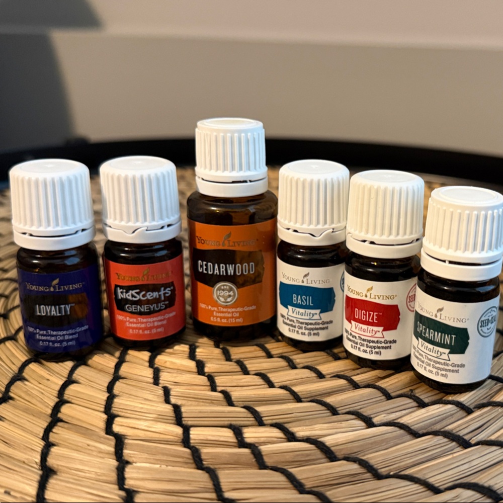Young Living Essential Oils Set - Purple, Orange, Brown, Blue, Green